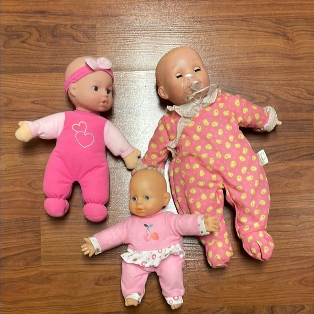 Charming Pink Doll Trio with Accessories